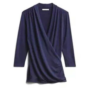 41 Hawthorn Henri Surplice Wrap Ruched Knit Top XS